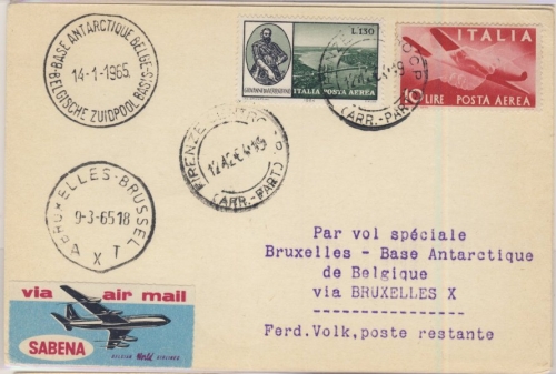 Italien - 130 L. Verrazzano-Brücke u.a., Lupo-Karte Firenze - Brüssel - Base