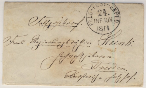 NDP - Feld-Post-Exped. 24. Inf.Div., K1 a. Feldpostbriefchen n. Dresden