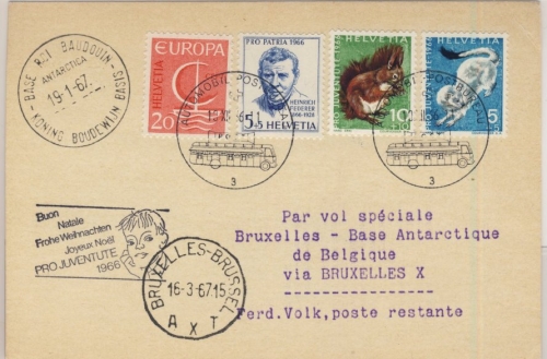Schweiz - 10 C. Eichhörnchen u.a., Karte Automobil-Postbureau - Base de Baudouin
