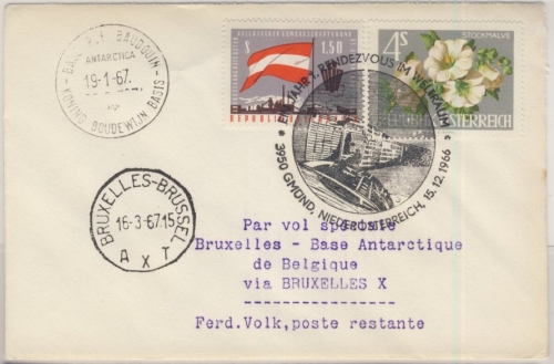 Österreich - 4 S. Gartenschau u.a., Brief SST Gmünd - Base Roi Baudouin 1966