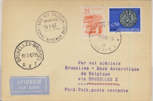 Jugoslawien - 0,50 Din. Münzen u.a., Lupo-Karte Zagreb - Base Roi Baudouin 1966