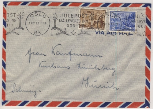 Norwegen - 40+15 Ö. 300 J. Norwegische Post, Lupo-Brief i.d. SCHWEIZ, Oslo -