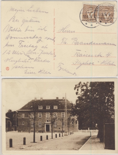 Dänemark - 2x10 Ö. Tausen, AK (Postamt Haderslev) Over Jerstal - Itzehoe 1936