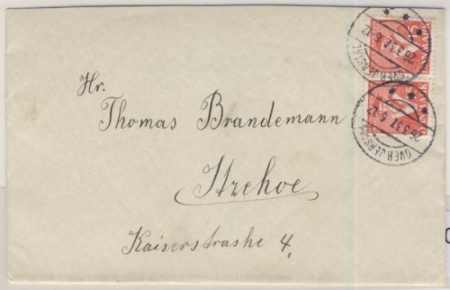 Dänemark - 2x15 Ö. Tausen, Brief Over Jerstal - Itzehoe 1937