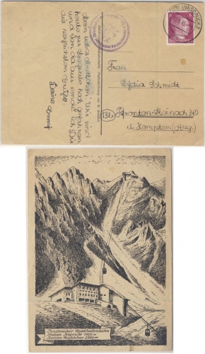 DR - (12b) Innsbruck Postleitgebietszahl Karte n. Pfronten 10.3.45