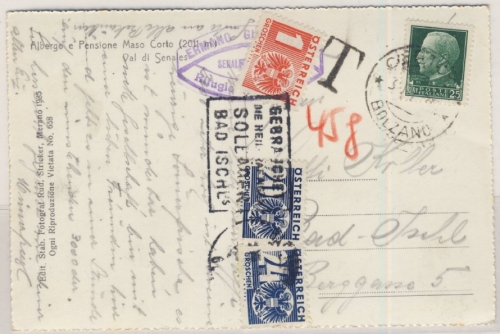 Italien - 25 C. König Victor Emanuel, Karte/Nachporto Certosa - Bad Ischl 1935