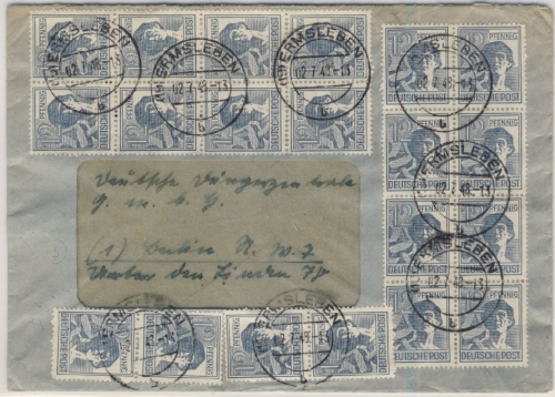 All.Bes./Währungsreform - 20x12 Pfg. Arbeiter, Brief Ermsleben - Berlin 2.7.48