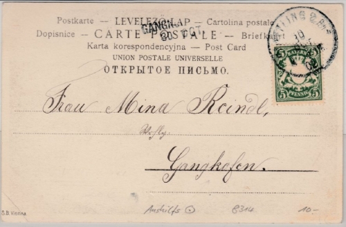 Bayern - Gangkofen 30. OCT. Aushilfsstempel/L2 a. Karte v. Plattling 1902