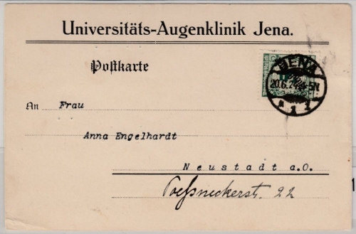 DR - 5 Pfg. Korbdeckel/Dienst, Karte Jena - Neustadt a.O. 1924