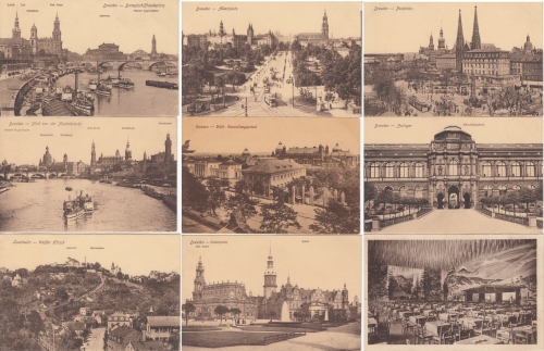Dresden - 9 alte Ansichtskarten (ca. 1920/30), u.a. Postplatz - Albertplatz usw.