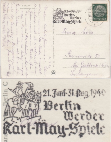 DR - Karl May Spiele Berlin Werder, Masch.werbestpl. a. Karte Berlin - Gablonz