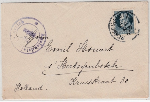 Bayern - 20 Pfg.Ludwig, Zensurbrief n. HOLLAND, Schweinfurt - Hertogenbosch 1916