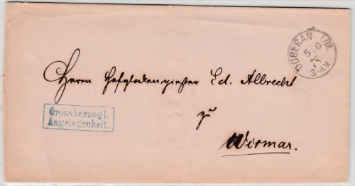 DR - Doberan i.M. 1878, K1 a. Grossherzogl. Angelegenheit/Brief n. Wismar