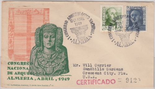 Spanien - 1949 Congresso Arqueologico Nacional Almeria, SST a. Schmuckkuvert