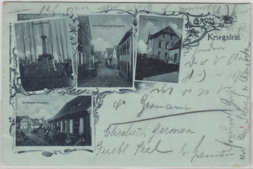 Rheinland-Pfalz - Kriegfeld, Gruss aus Mehrbildlihto, gelaufen 1900