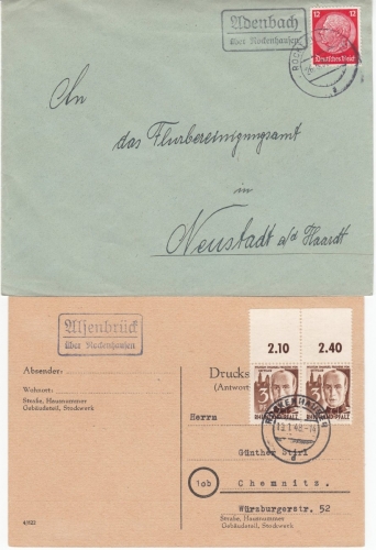 DR - Landpoststellen Rockenhausen, 39 Belege m. versch.Stempeltypen, 1936/1948