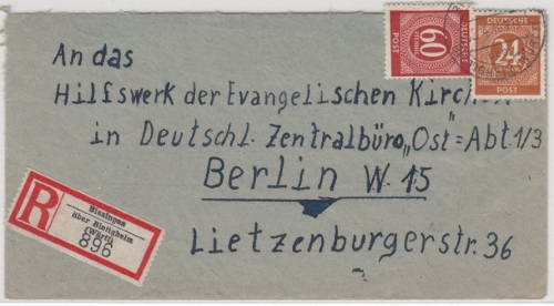 All.Bes./Kontrollrat - Bissingen ü Bietigheim Poststelle I Einschreibebrief 1947