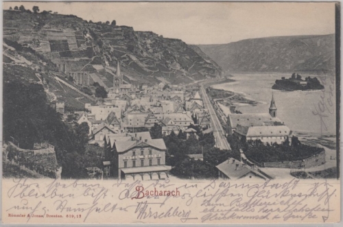 Rheinland-Pfalz - Bacharach, sw-Ortsansicht - gelaufen 1914