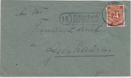 All.Bes./Kontrollrat - (16) Flörsbach ü. Gelnhausen, Brief n. Gelnhausen 1946