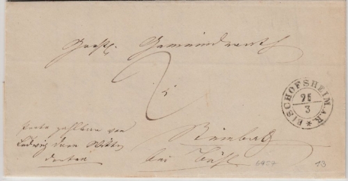 Baden - Bischofsheim a.R./Bühl 1847, Wendebrief mit Inhalt