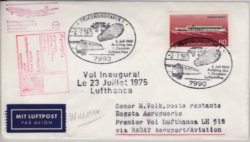 BRD - Friedrichshafen 1. Aufstieg Zeppelin 1975, SST a. LupoBrief/LH-1st-Flug