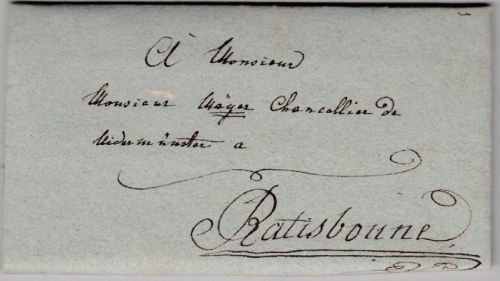 Bayern - Altbrief ca. 1790 Eglofsheim - Regensburg, v. Gräfin v. Königsfeld