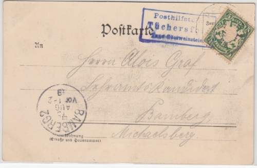 Bayern - Tüchersfeld T. Gössweinstein Posthilfstelle Ra3 a. entspr. AK 1899