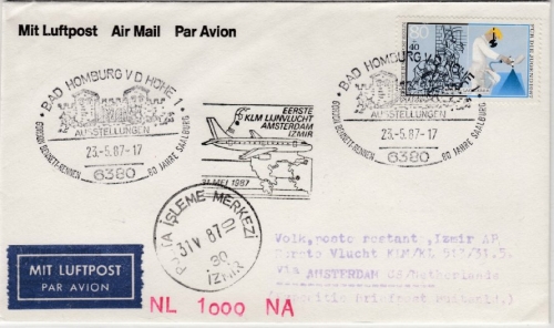 BRD - Bad Homburg, 80 J. Saalburg SST a. Lupo-Brief/KLM-Erstflug i.d.TÜRKEI 1987