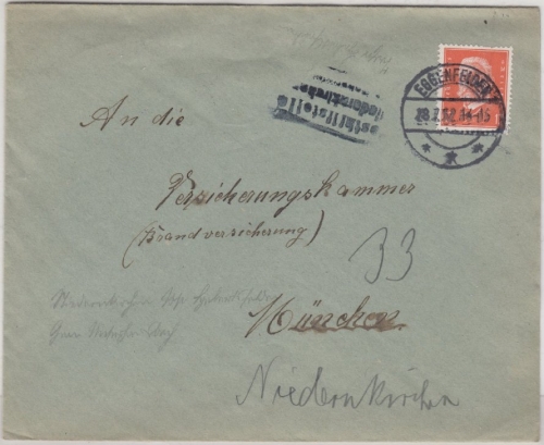 DR - Niedernkirchen T. Herbertsfelden Posthilfstelle Ra3 Brief 1932 (!!!) ü.