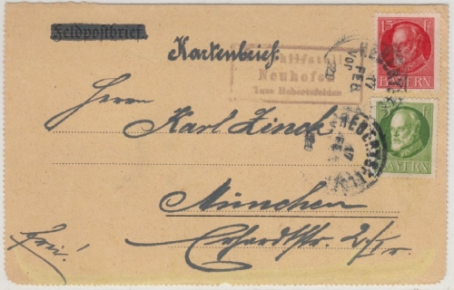 Bayern - Neuhofen T. Herbertsfelden, Posthilfstellen-Ra3 a. Brief-Vds. 1920