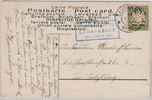 Bayern - Leobendorf T. Laufen (Oby), Posthilfstellen-Ra3 a. Karte n. ÖSTERREICH