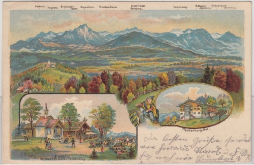 Bayern - Taubenberg (b. Thalham), farb. Mehrbild-Künstlerkarte, gelaufen 1904 m.