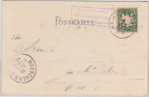 Bayern - Schöngeising T. Bruck b. Fürstenfeld, Posthilfstellen-Ra 3 a. Karte n.