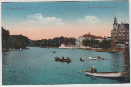 Ostpreussen - Königsberg, Blick a.d. Schlossteich, Farb-AK/Feldpost Nr.166, 1915