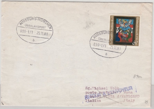 BRD - Überlandpost Augsburg - München 890-1/1, Brief n. ITALIEN 1981