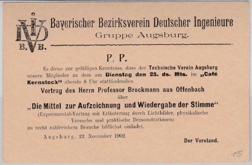 Bayern - Augsburg 1902, 2 Pfg. Rauten GA-Karte/privater Zudruck (BB VDI)