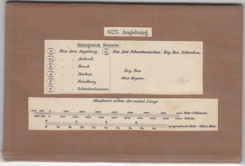 Bayern - Augsburg, lithogr. Karte Maßstab 1:100.000 auf Leinen (ca. 39x29cm)