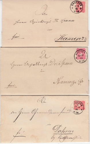 DR - Bautzen1884/87, K1 a. 4 Briefen - alle mit Inhalt