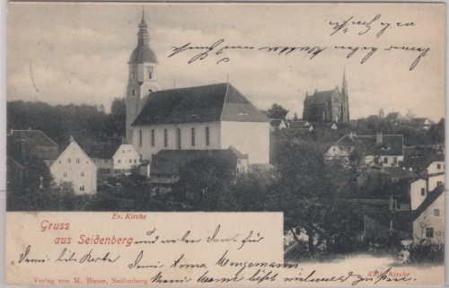 Schlesien - Seidenberg, Evangelische Kirche, sw-Ansicht gelaufen 1900