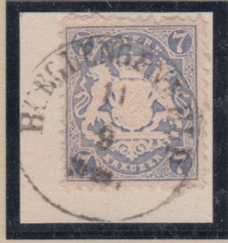 Bayern - 7 Kr. Wappen gez., Pracht-Briefstück K1 Burglengenfeld 11/9