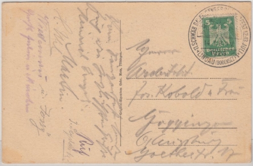 DR - Lindau 1926, 11. bayer. Schwäb. Sängerbundesfest, SST a. Karte n. Göggingen