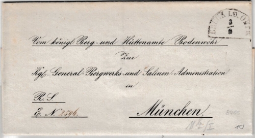 Bayern - Bruck i.d. OBPF 3/6 (1857 ?), HKS a. vorgedr. Dienstbrief n. München