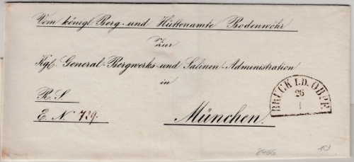 Bayern - Bruck i.d. OBPF 26/1 (1855), HKS a. vorgedr. Dienstbrief n. München