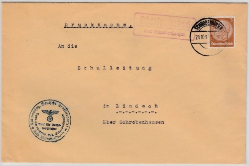 DR - Oberlauterbach ü. Schrobenhausen, Landpost-Ra2 a. Drucksache n.Lindach 1939
