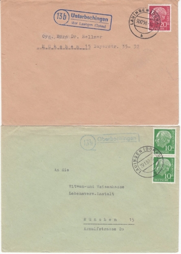 BRD - (13b) Oberbechingen (apt.!), Unterbechingen ü. Lauingen, Landpost-Ra2 a.