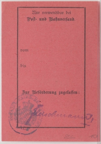 Bayern - Vorbundzettel mit Zulassungsvermerk (Siegel + Namensstempel) v. Lauf