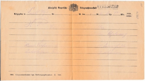 Bayern - Etzelwang (1910), schwarzer L1 a. Telegramm aus Fürth