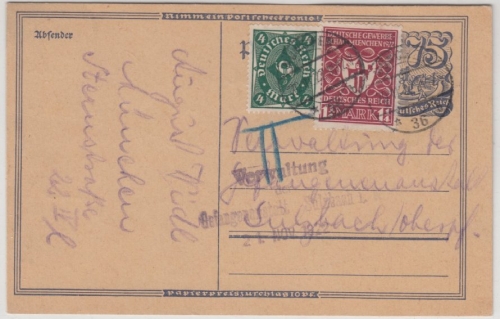 DR-Infla - Verwaltung d. Gefängnisanstalt Sulzbach, L3 a. GA-Karte 1922 v.