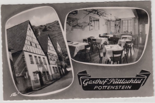 Bayern - Pottenstein, Gasthof Püttlachtal, sw-Mehrbild-Fotokarte gelaufen 1962