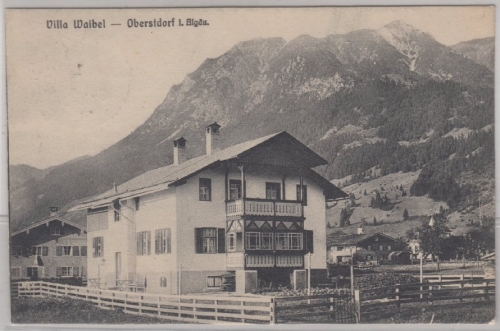 Bayern - Oberstdorf, Villa Waibel, sw-AK gelaufen 1913